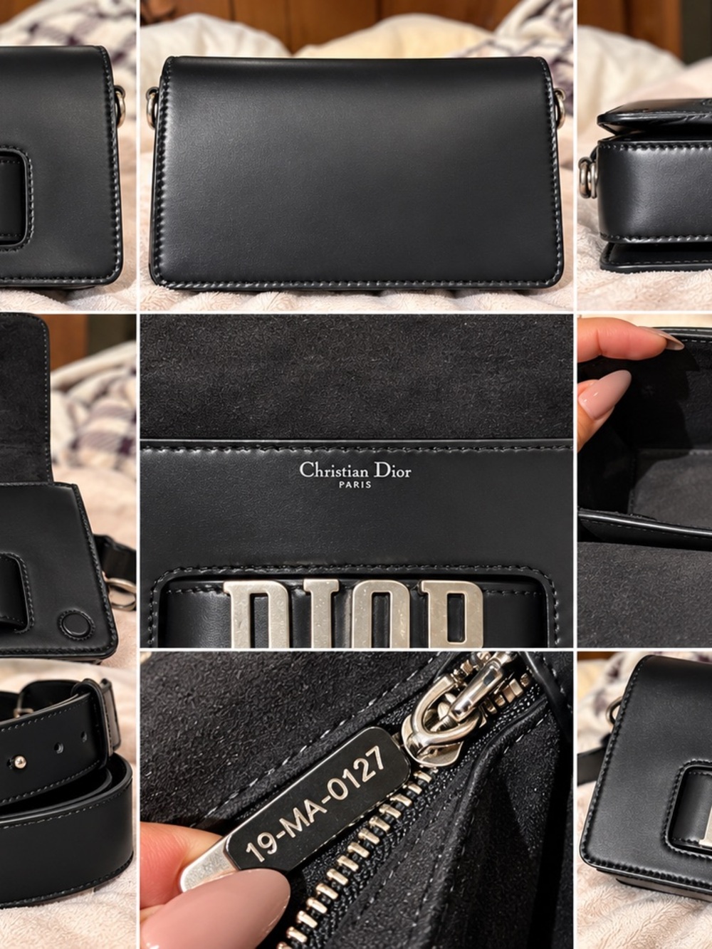 Dior Black Leather Crossbody with Silver DIOR Lettering
